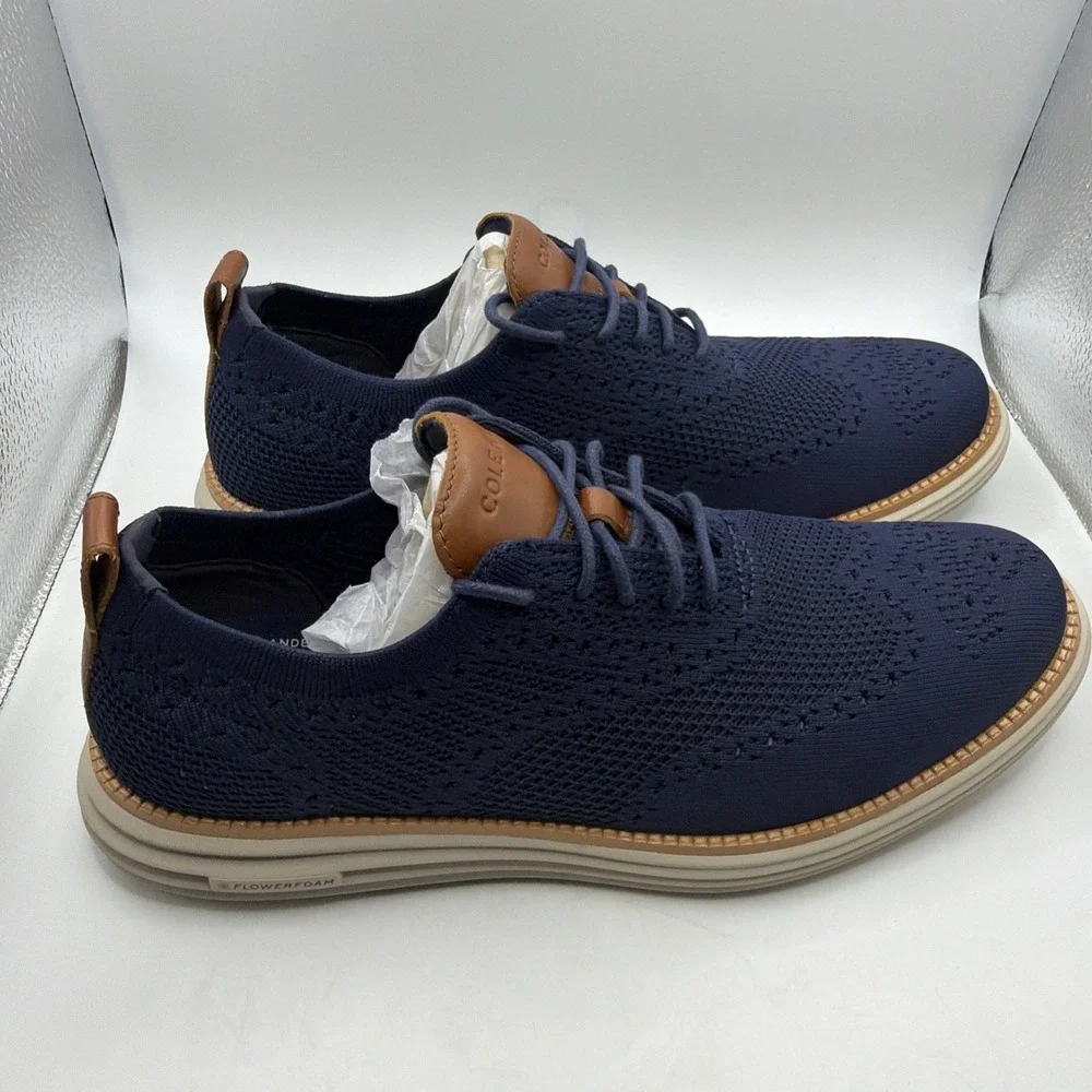 Cole Haan Men's Original Grand StitchLite Wingtip Oxford - Navy/Ivory Size 10